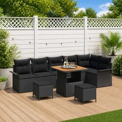 9-Piece Modular Outdoor Sofa Set with Cushions