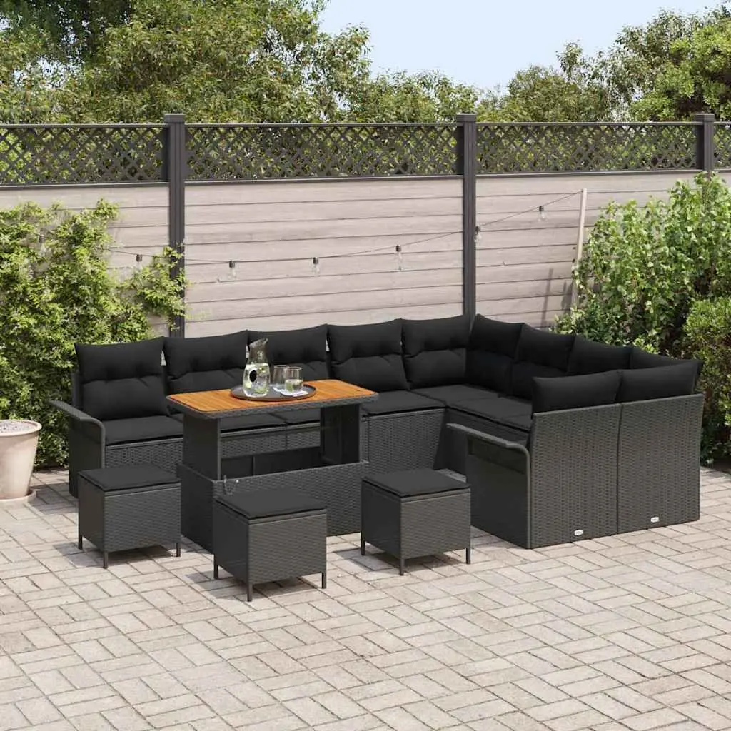 Outdoor Garden Sofa Set 13 Pieces Sectional Lounge Patio Furniture Black with