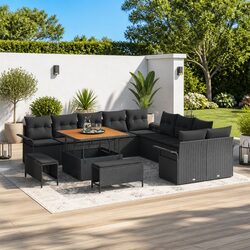 Factual Overview: 13-Piece Black Outdoor Sofa Set