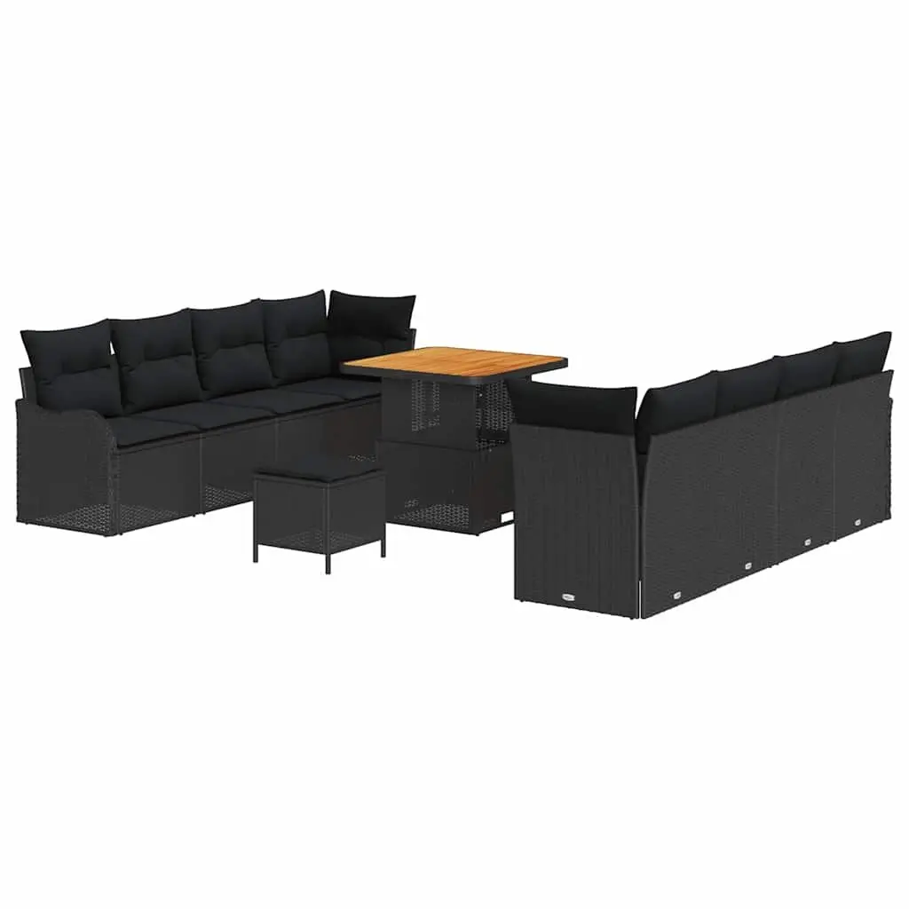 Outdoor Garden Sofa Set Modular Seating Black 11 Piece