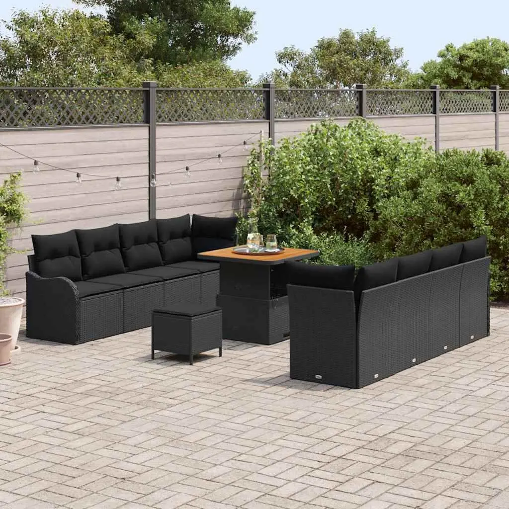 Outdoor Garden Sofa Set Modular Seating Black 11 Piece