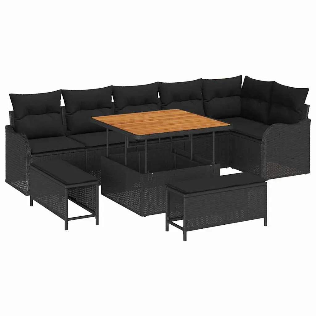 Outdoor Garden Sofa Set Modular Seating 9 Piece Black