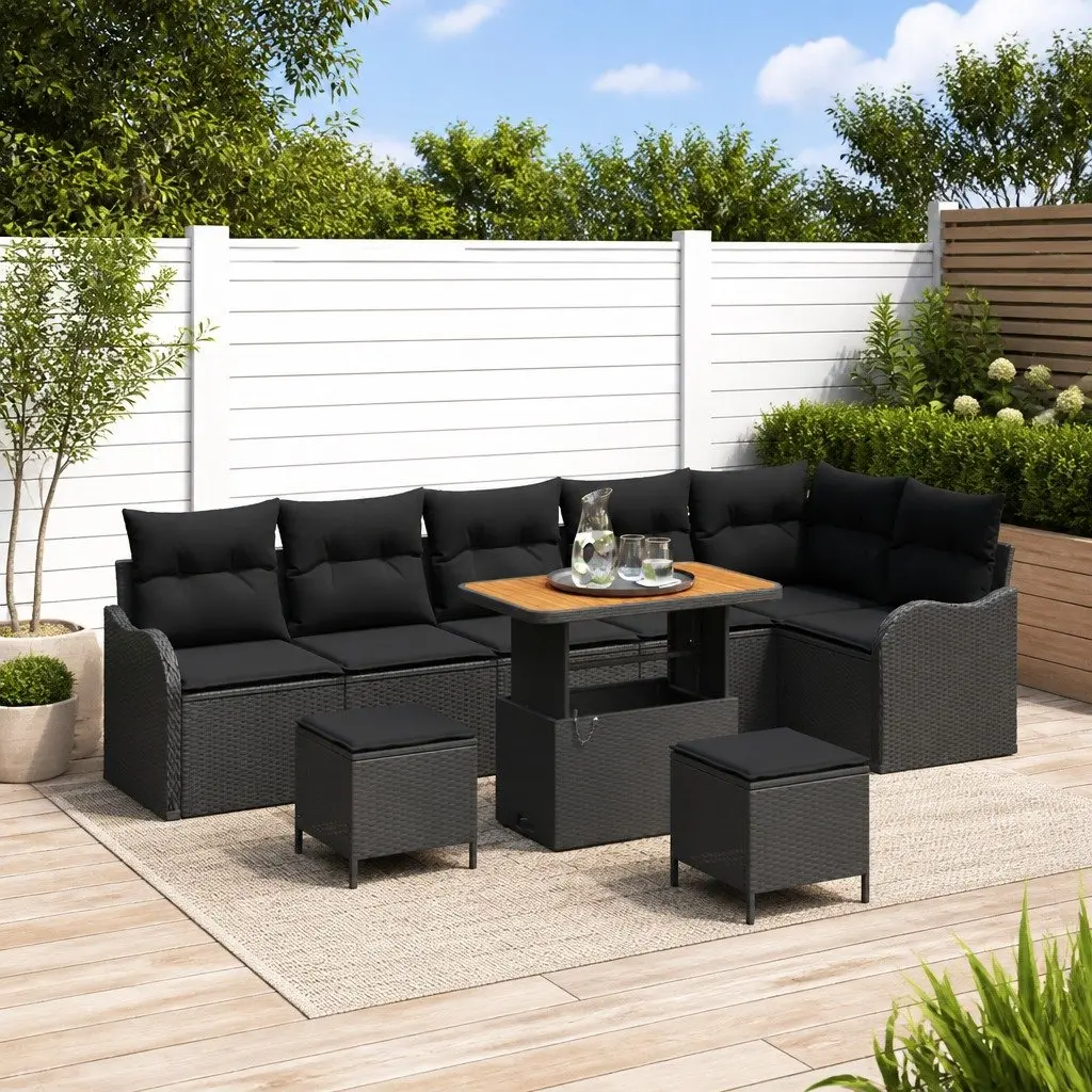 9 Piece Outdoor Garden Sofa Set Modular Patio Furniture Black