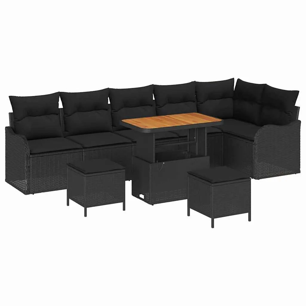 9 Piece Outdoor Garden Sofa Set Modular Patio Furniture Black