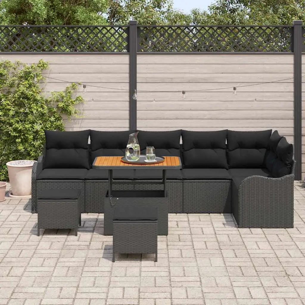 9 Piece Outdoor Garden Sofa Set Modular Patio Furniture Black
