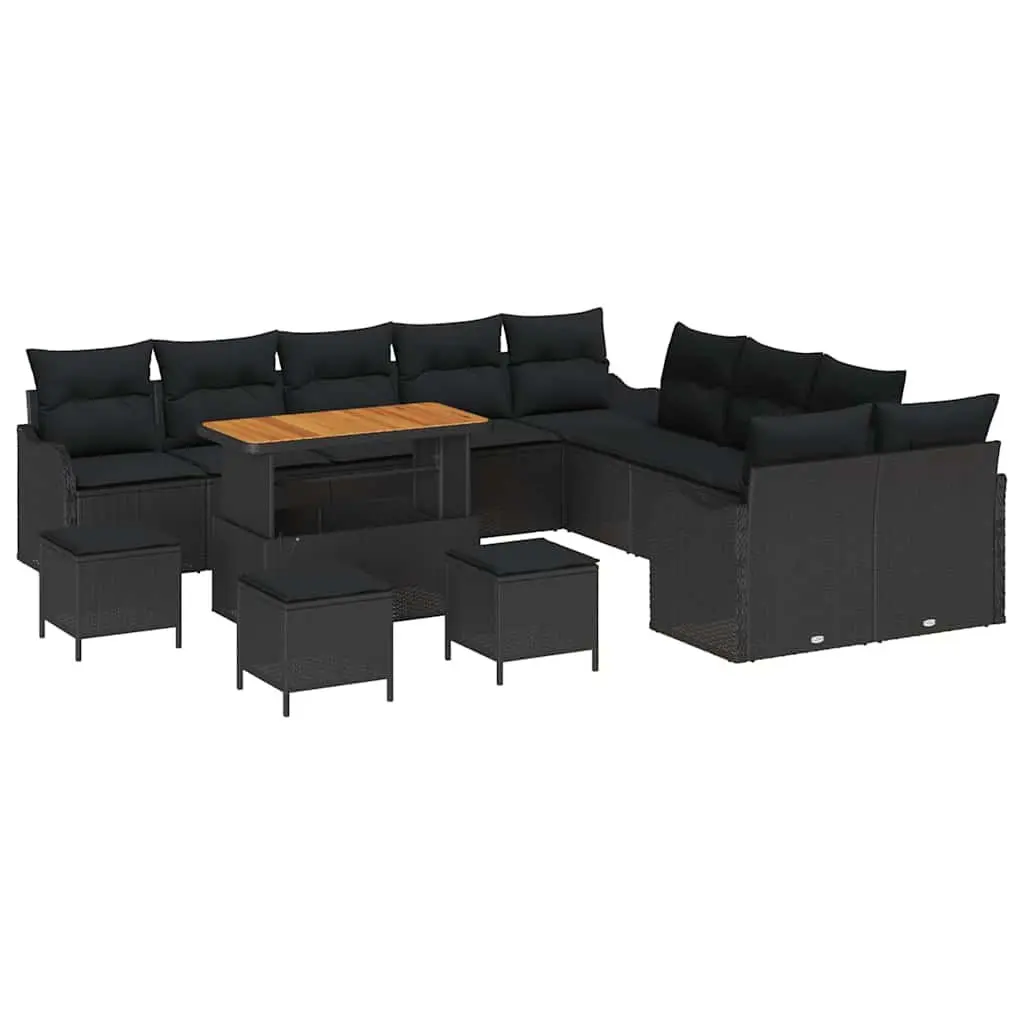 Outdoor Garden Sofa Set 14 Piece Lounge Seating with Storage Cushions Black
