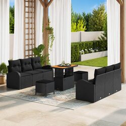9 Piece Outdoor Sofa Set in Black – Modular Design