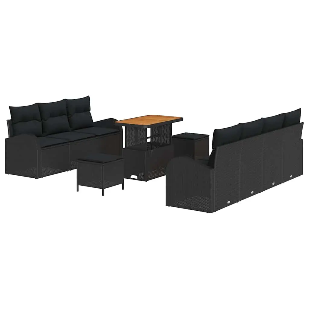 10-Piece Black Outdoor Sofa Set