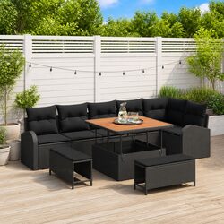 Specifications of 9-Piece Outdoor Garden Sofa Set, Black