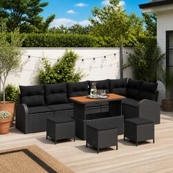 Specifications of 10-Piece Outdoor Garden Sofa Set in Black