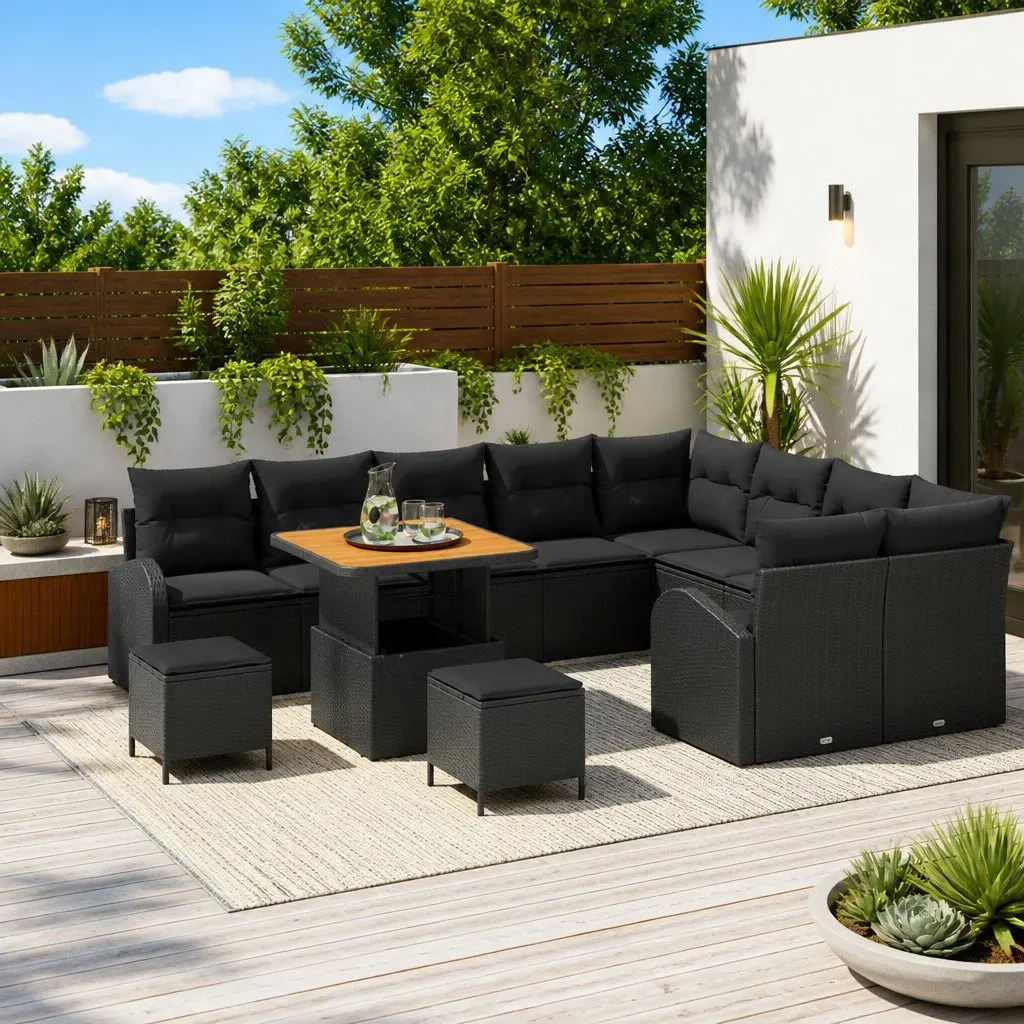 Garden Sofa Set Outdoor Patio Furniture 12 Pieces Black