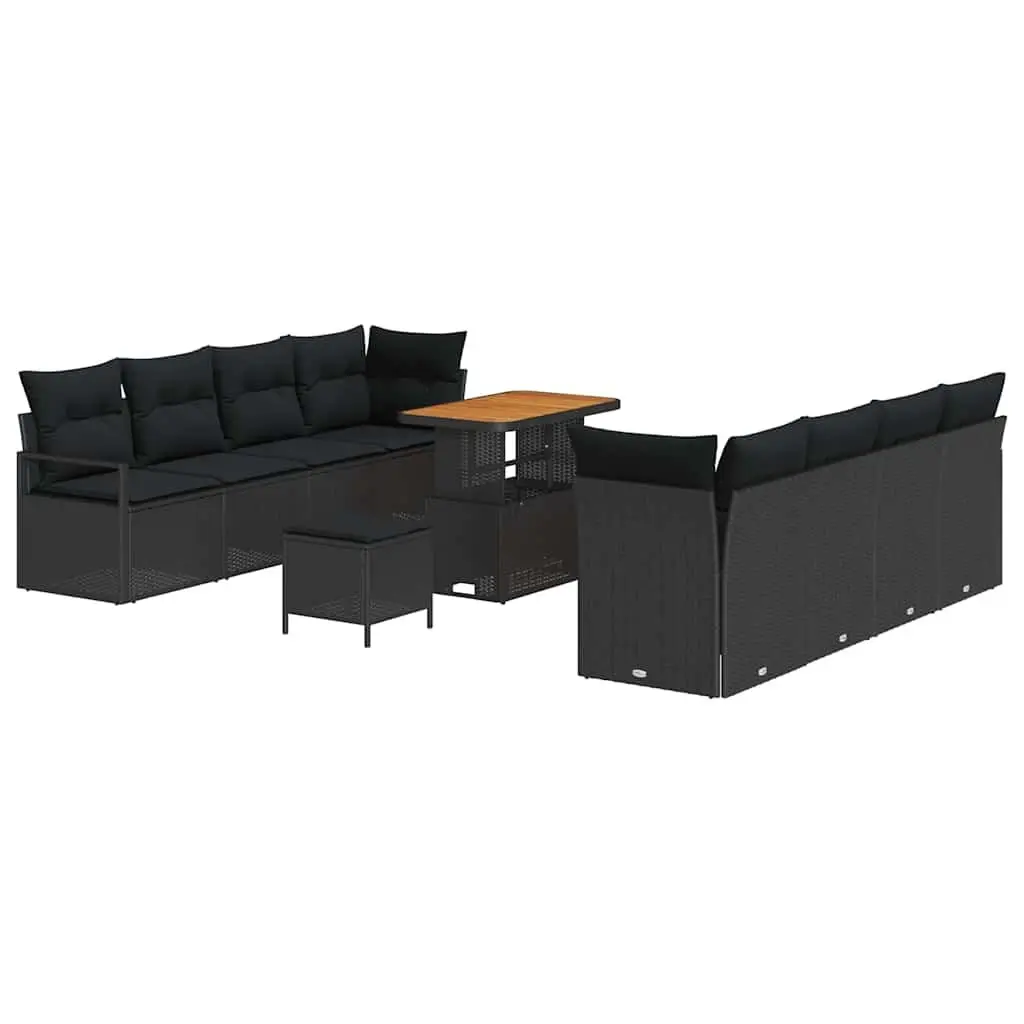 Modular Garden Sofa Set Outdoor Seating with Cushion and Storage Black