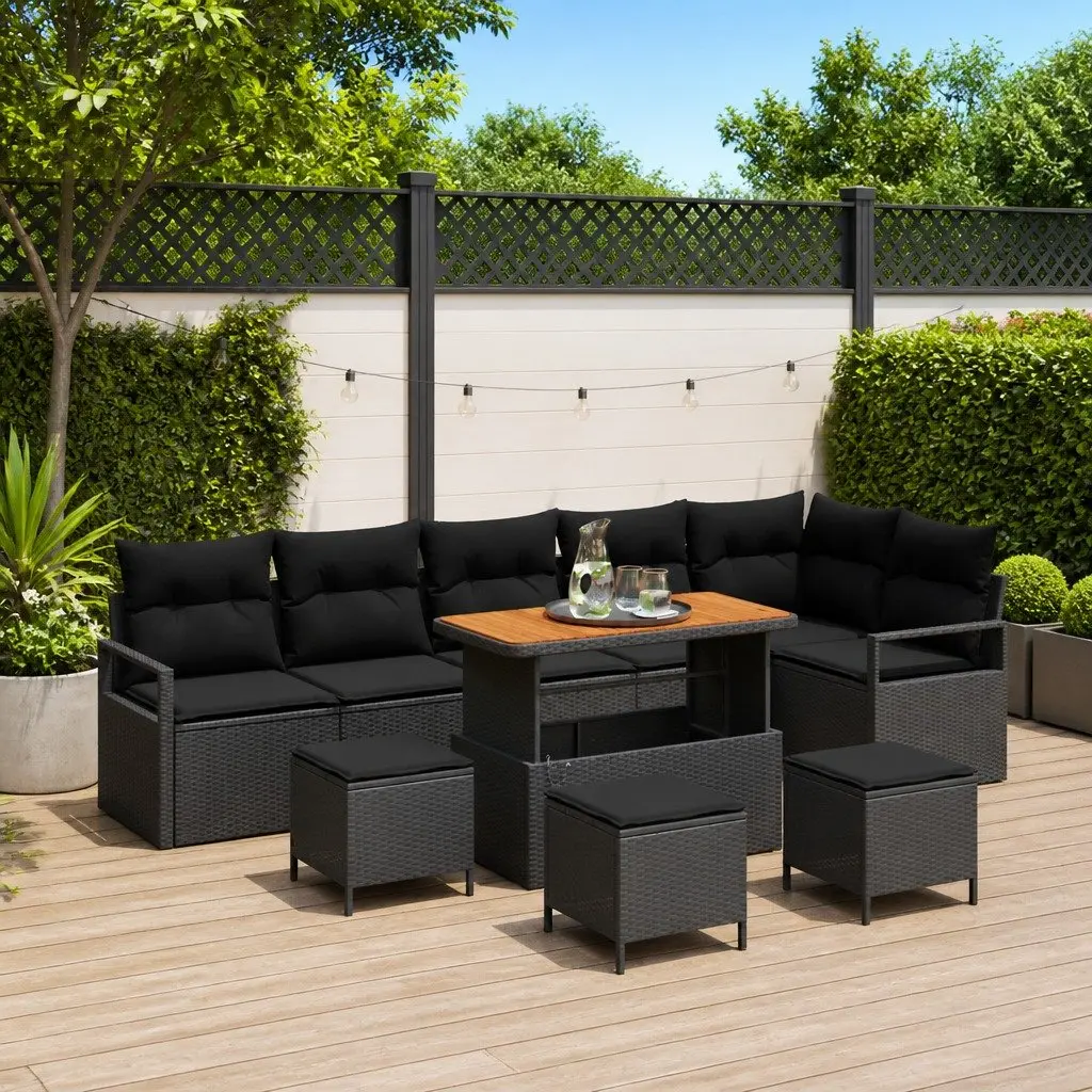 Outdoor Rattan Garden Sofa Set Modular Seating Black 10 Piece