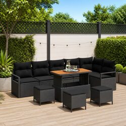 Modular Outdoor Sofa Set: Black Rattan, 10 Pieces, Durable