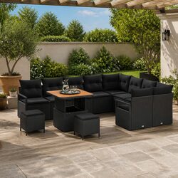 Specifications of 12pc Black Poly Rattan Patio Sofa Set