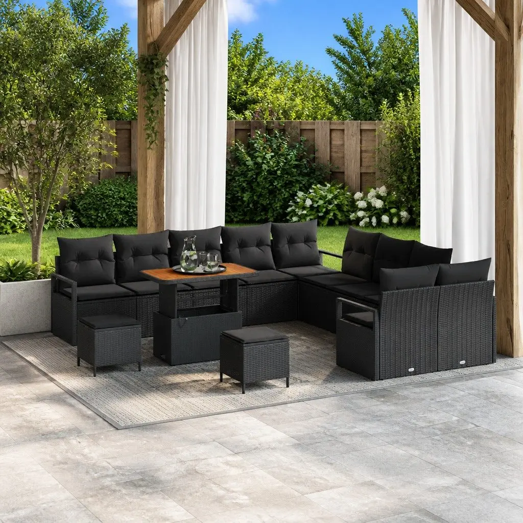 Outdoor Garden Sofa Set 13 Pieces Black Patio Rattan Furniture