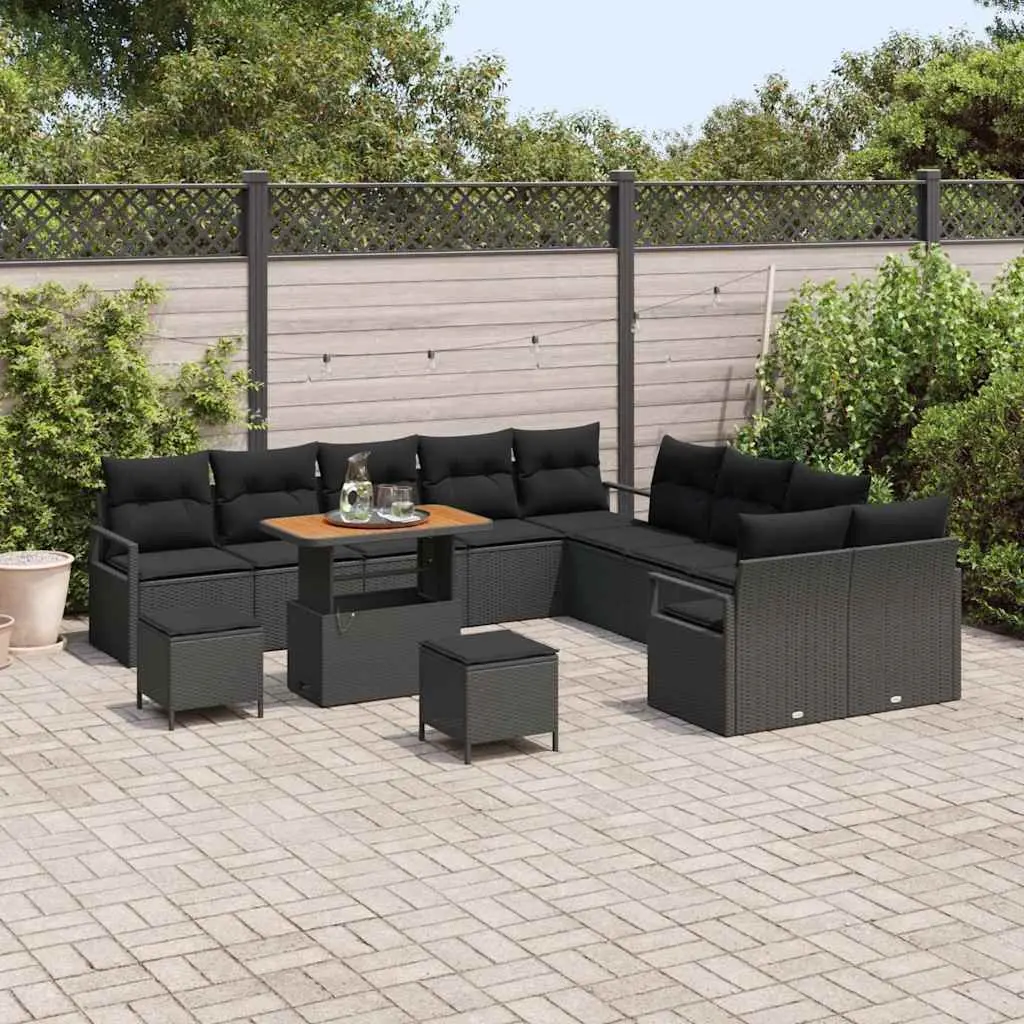 Outdoor Garden Sofa Set 13 Pieces Black Patio Rattan Furniture
