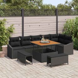 Specifications of the 9-Piece Black Garden Sofa Set