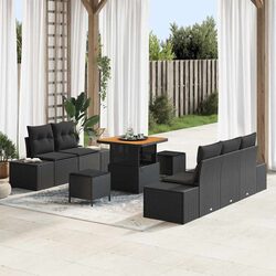 Specifications of 8-Piece Black Garden Sofa Set with Cushions
