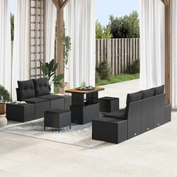 Specifications of 8-Piece Black Outdoor Sofa Set with Cushions