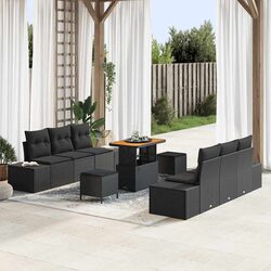 Specifications for 9-Piece Black Garden Sofa Set