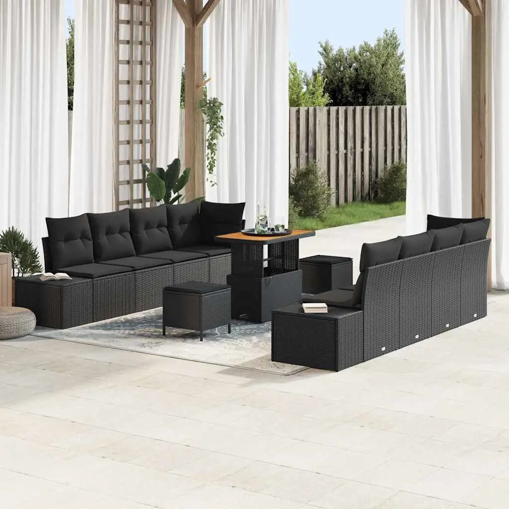 Outdoor Garden Sofa Set Modular Patio Seating Black