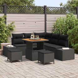 8-Piece Black Modular Outdoor Sofa Set Specifications