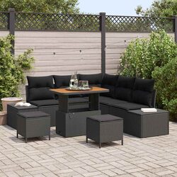 Specifications of 8-Piece Black Outdoor Garden Sofa Set