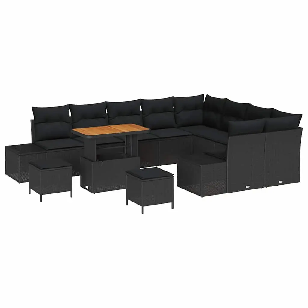 Outdoor Garden Sofa Set Modular Black Poly Rattan Patio Seating 12 Piece