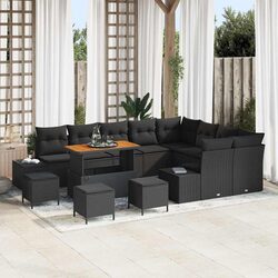Outdoor Garden Sofa Set Specifications: 13 Pieces, Black