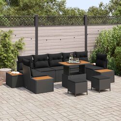 10-Piece Black Outdoor Sofa Set with Modular Design
