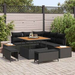 8-Piece Black Modular Outdoor Sofa Set - Specifications