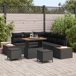 Specifications for 8-Piece Black Outdoor Sofa Set