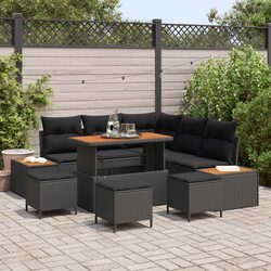 Specifications for 9-Piece Black Rattan Sofa Set