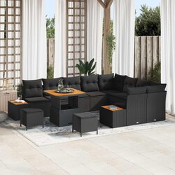 Specifications of 12-Piece Black Rattan Sofa Set