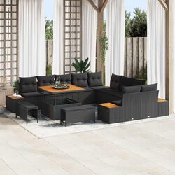 Specifications of the 13-Piece Black Poly Rattan Sofa Set