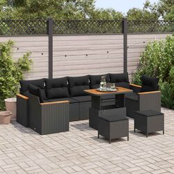 Specifications of 10-Piece Black Rattan Garden Sofa Set