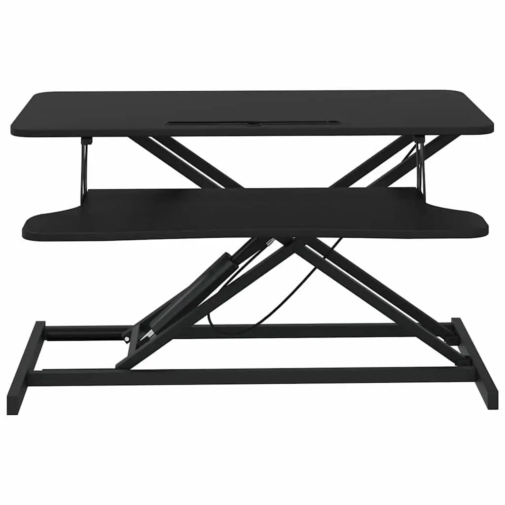 Adjustable Height Workstation Desk 90x40cm Steel Frame Black Office Standing