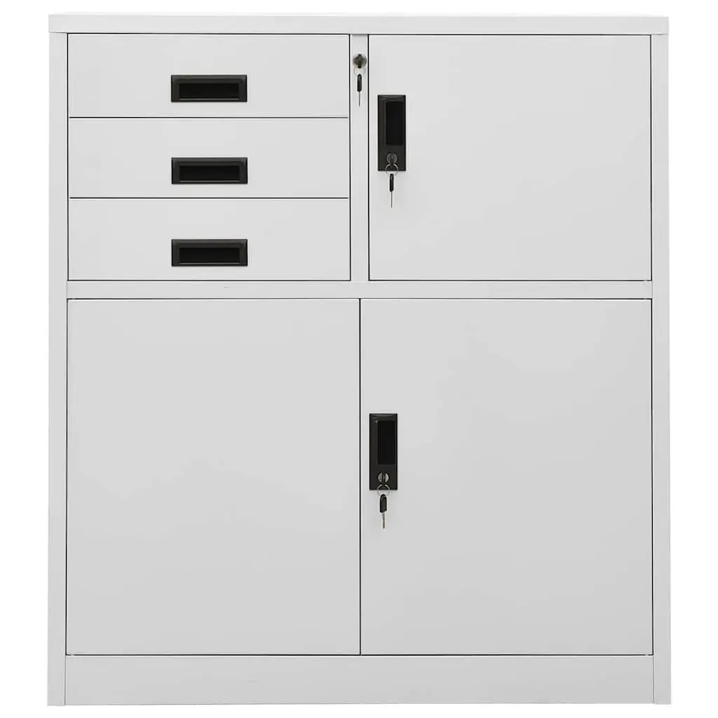 Office Storage Cabinet Grey Steel 90W x 40D x 102H cm