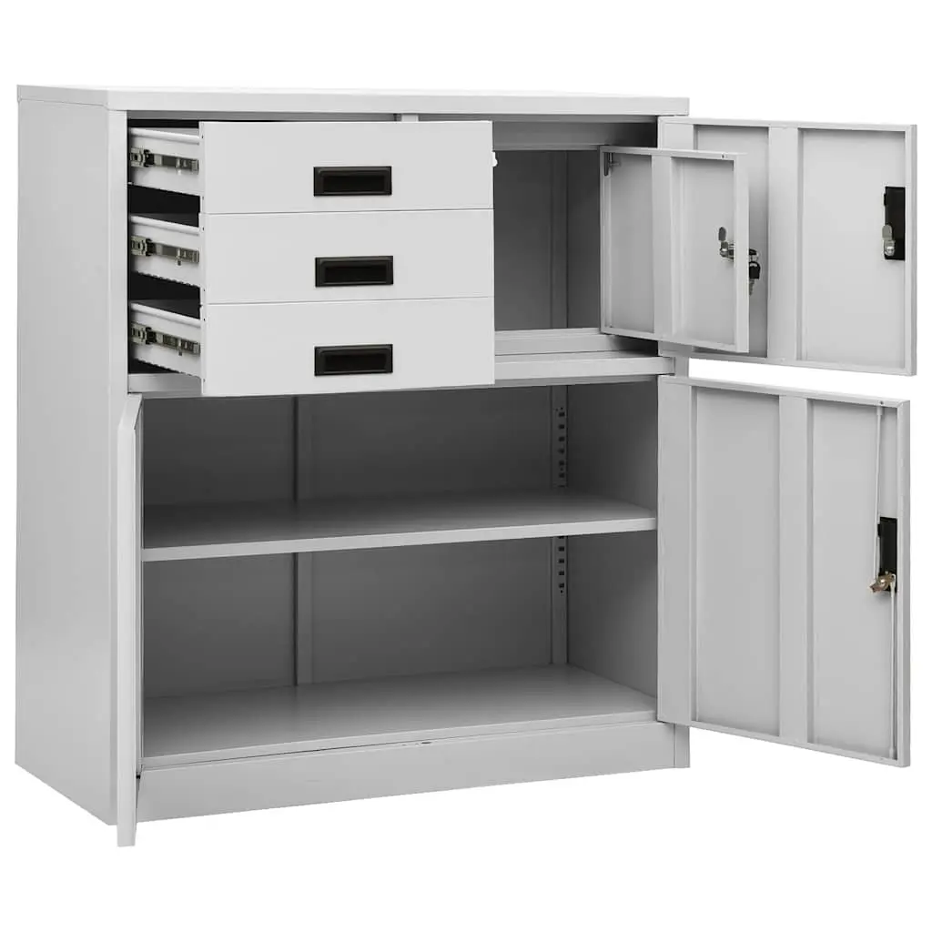 Office Storage Cabinet Grey Steel 90W x 40D x 102H cm