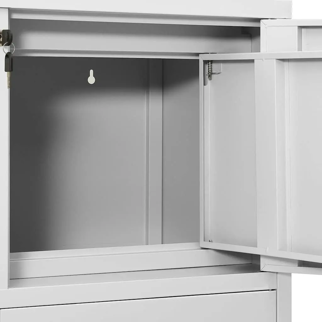 Office Storage Cabinet Grey Steel 90W x 40D x 102H cm