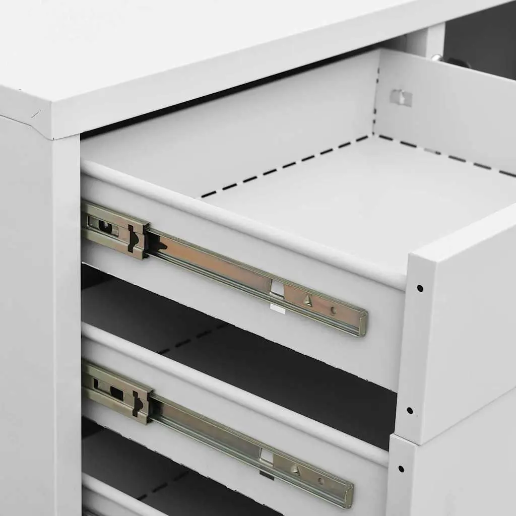Office Storage Cabinet Grey Steel 90W x 40D x 102H cm