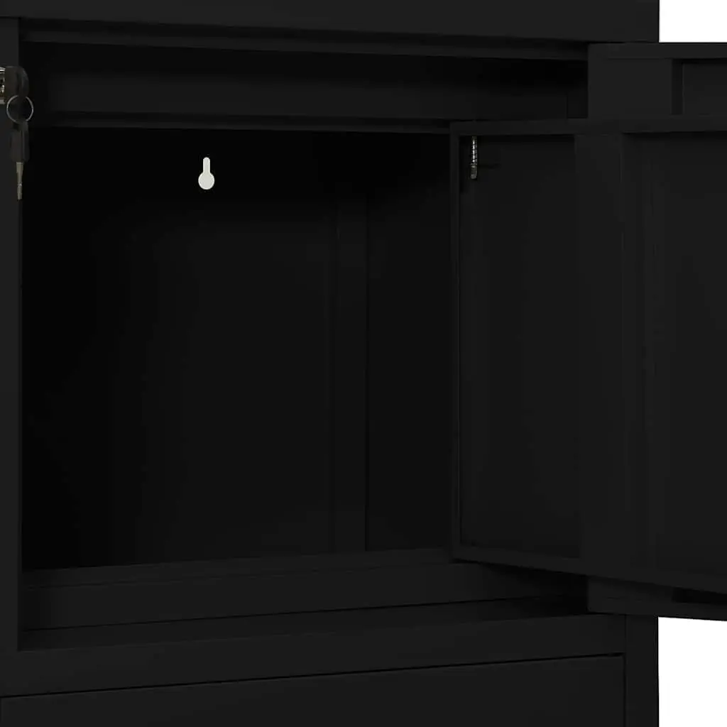 Storage Cabinet Office Filing Organizer Black Steel Adjustable Shelf