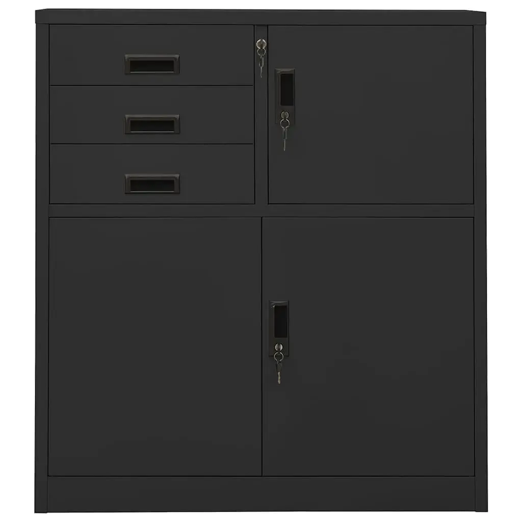 Office Storage Cabinet for Office 90W x 40D x 102H cm Anthracite Steel Filing Locker Adjustable Shelf