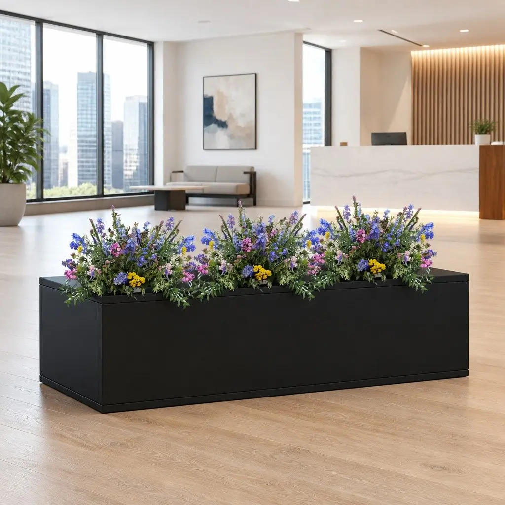 Office Flower Box Anthracite Steel Garden Planter Modern Home Decoration Pot