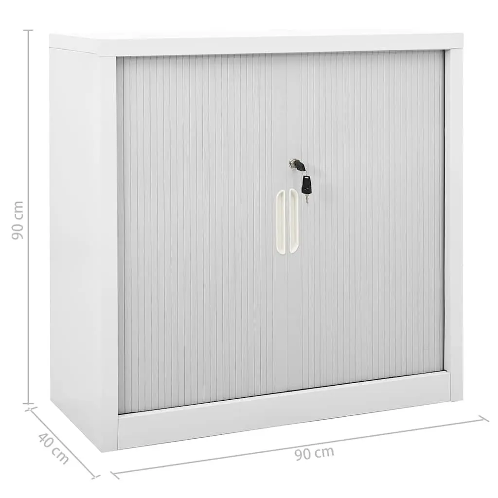 Sliding Door Storage Cabinet Grey Steel Shelves Lockers Organizer 90x40x90cm
