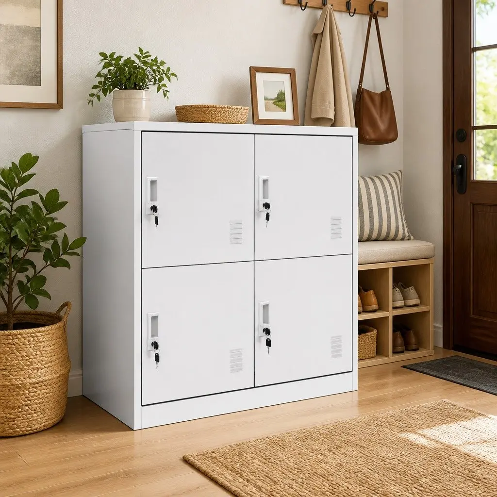 Steel Locker Cabinet Storage Office School Grey 90x45x92.5cm