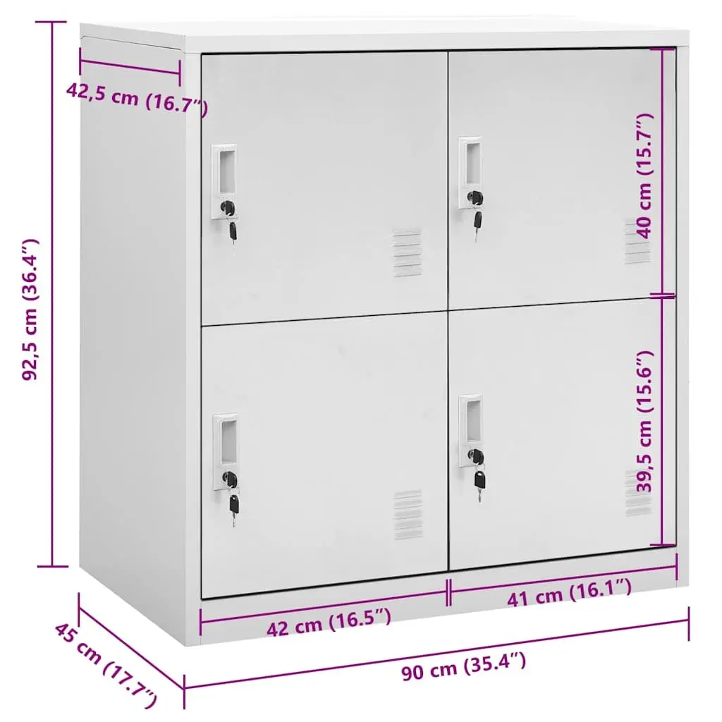 Steel Locker Cabinet Storage Office School Grey 90x45x92.5cm