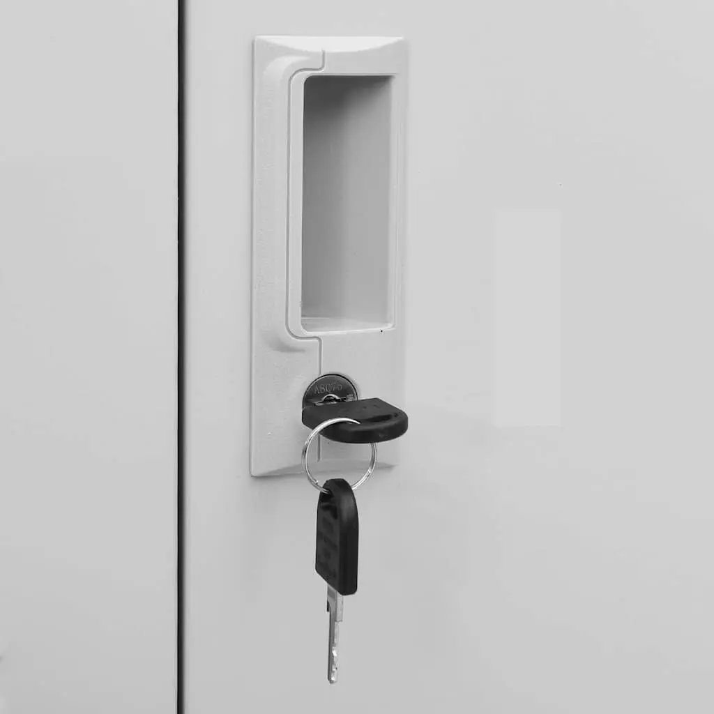 Locker Cabinet Storage Organiser Light Grey Steel Modern Design Office Home