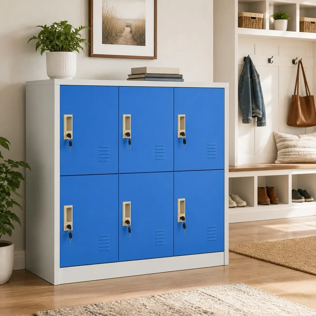 Locker Cabinet Storage Organiser Office School Home Steel Blue 90W x 45D x 92.5H cm